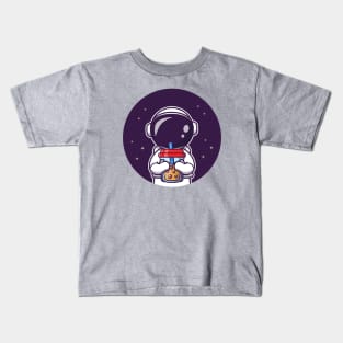 Cute Astronaut Sipping Boba Milk Tea Kids T-Shirt